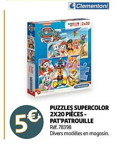 puzzles supercolor 2x20 pièces - pat'patrouille