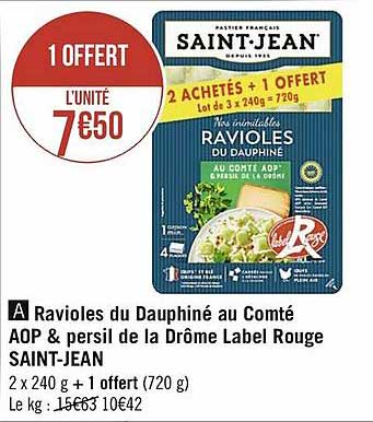 ravioles du dauphiné au comté aop & persil de la drôme label rouge saint-jean