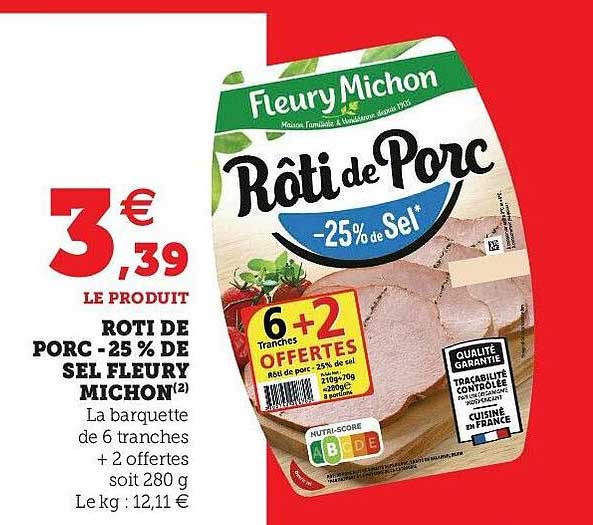 rôti de porc -25% de sel fleury michon
