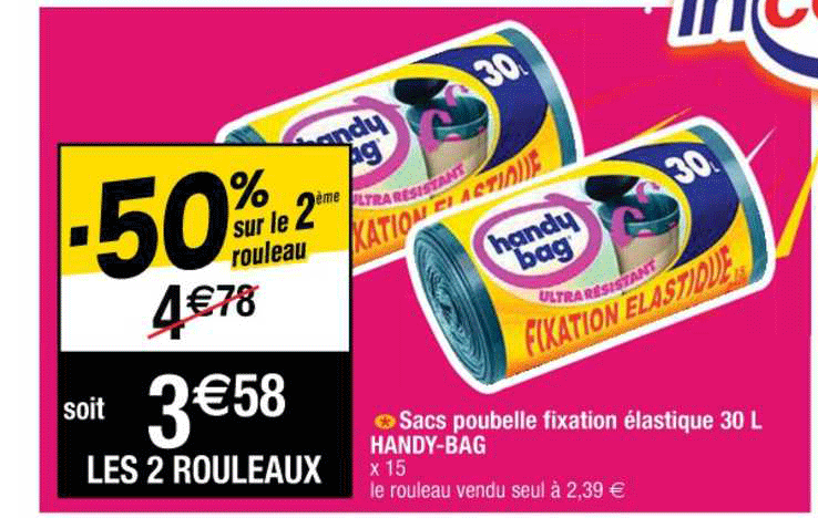 sacs poubelle fixation élastique 30 l handy-bag