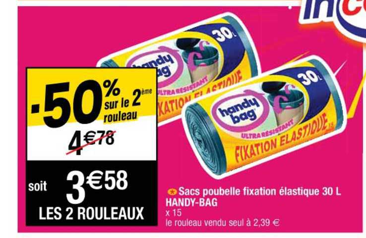 Sacs Poubelle Fixation élastique 30 L Handy-bag