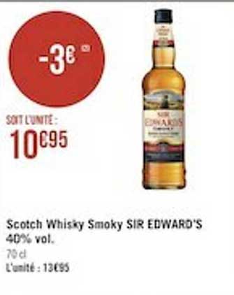 scotch whisky smoky sir edward's 40% vol.
