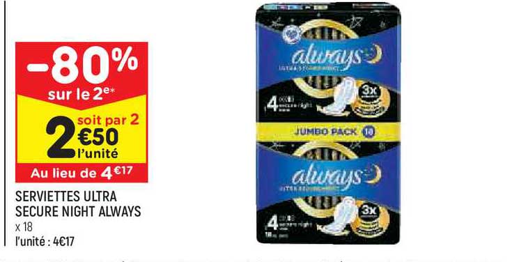 serviettes ultra secure night always