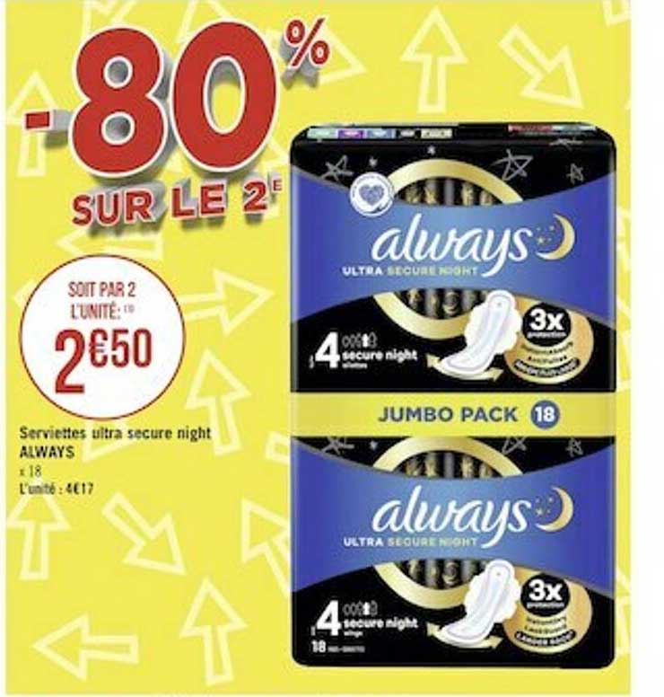 serviettes ultra secure night always