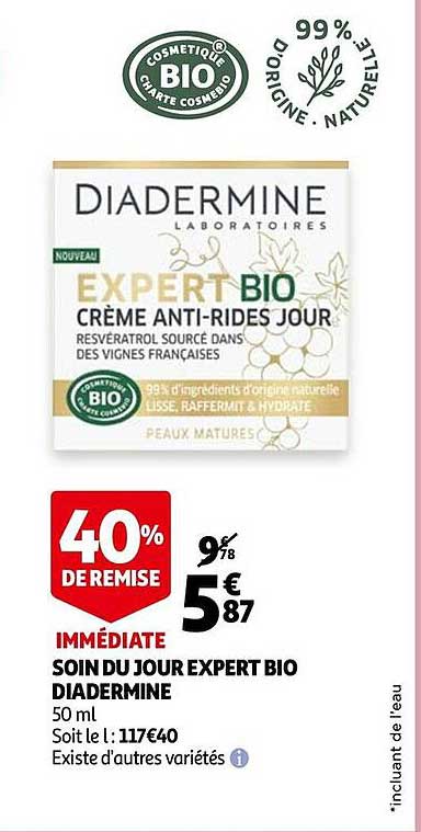 soin du jours expert bio diadermine 40% de remise immédiate