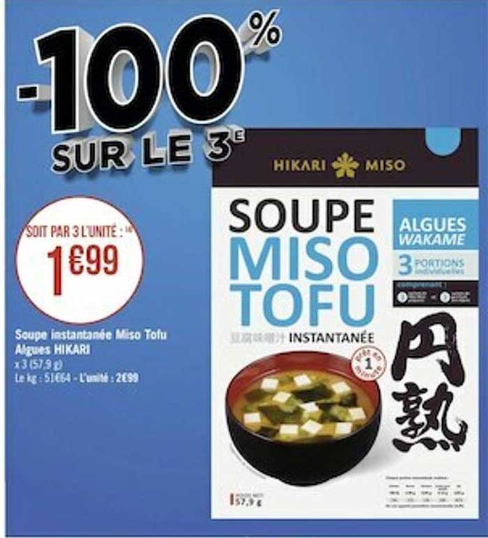 soupe instantanée miso tofu algues hikari