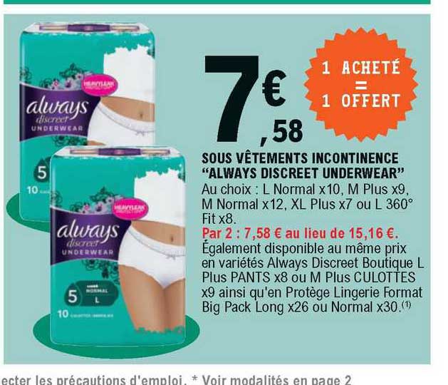 sous vêtements incontinence "always discreet underwear"