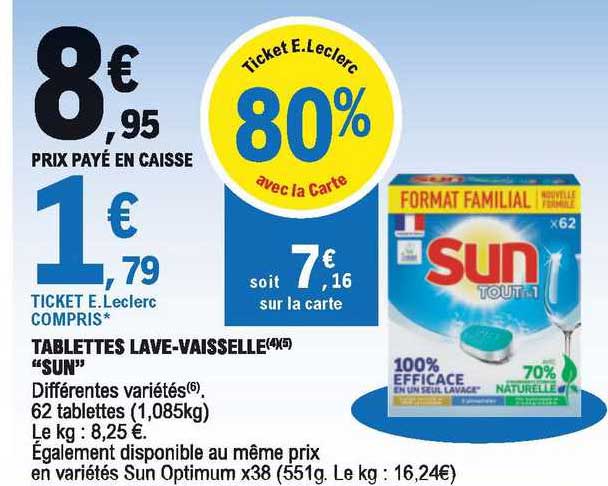tablettes lave-vaisselle "sun"