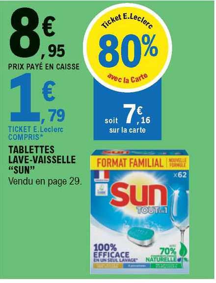 tablettes lave-vaisselle "sun"