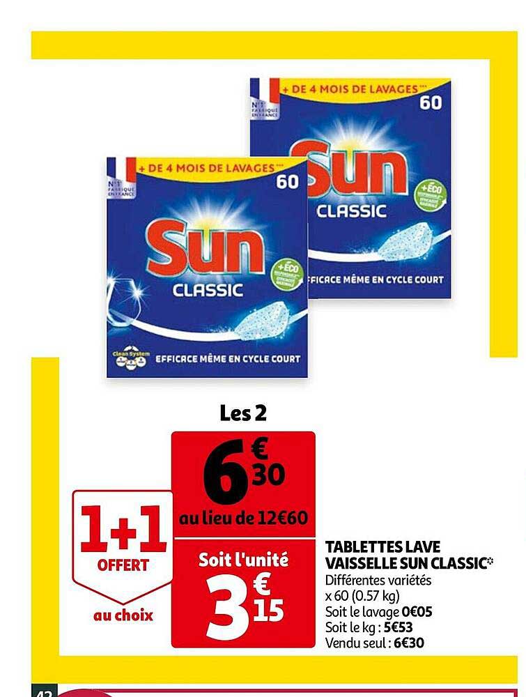 tablettes lave vaisselle sun classic