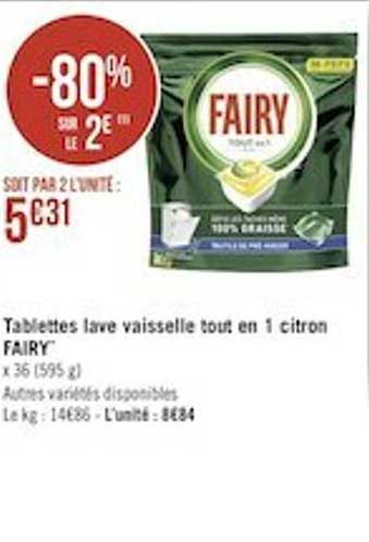 tablettes lave vaisselle tout en 1 citron fairy