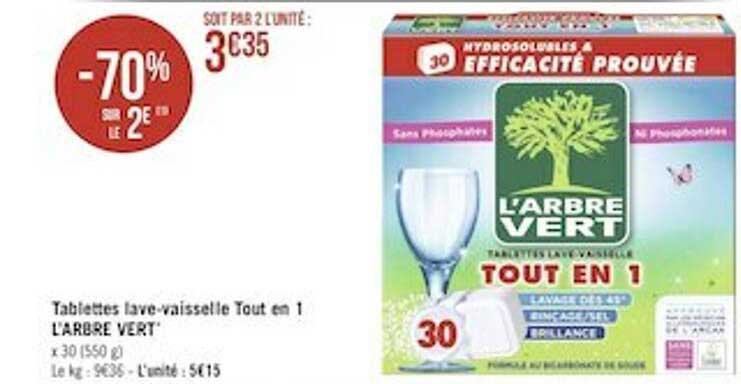 tablettes lave-vaisselle tout en 1 l'arbre vert