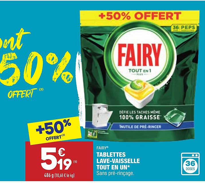 tablettes lave-vaisselle tout en un fairy