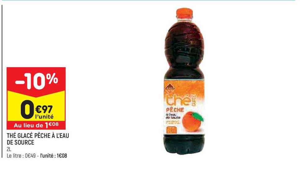 thé glacé pêche à l'eau de source