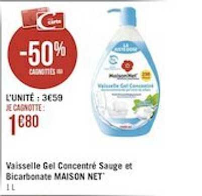 vaisselle gel concentré sauge et bicarbonate maison net