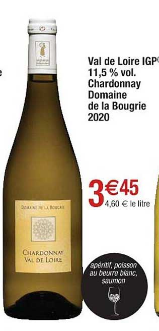 val de loire igp 11,5% vol. chardonnay domaine de la bougrie 2020