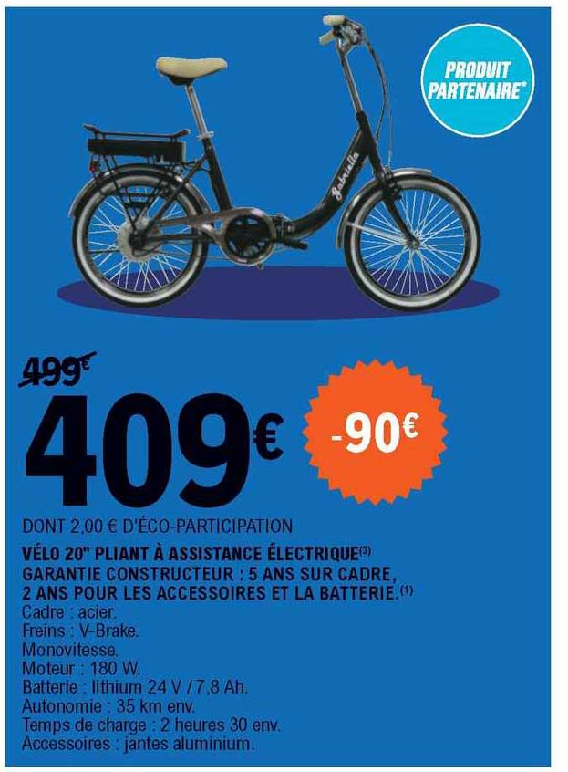 Vélo 20" Pliant à Assistance électrique