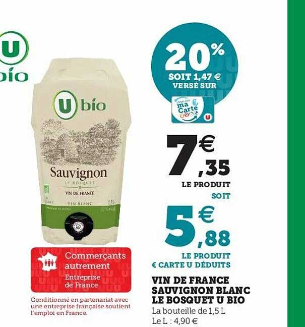 vin de france sauvignon blanc le bosquet u bio