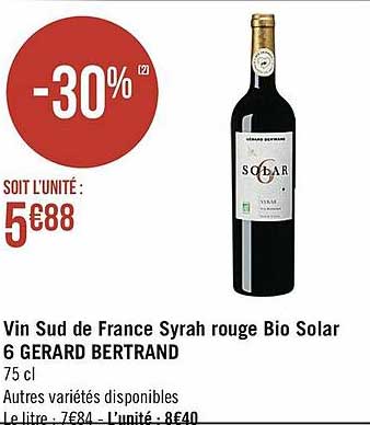 vin sud de france syrah rouge bio solar 6 gerard bertrand