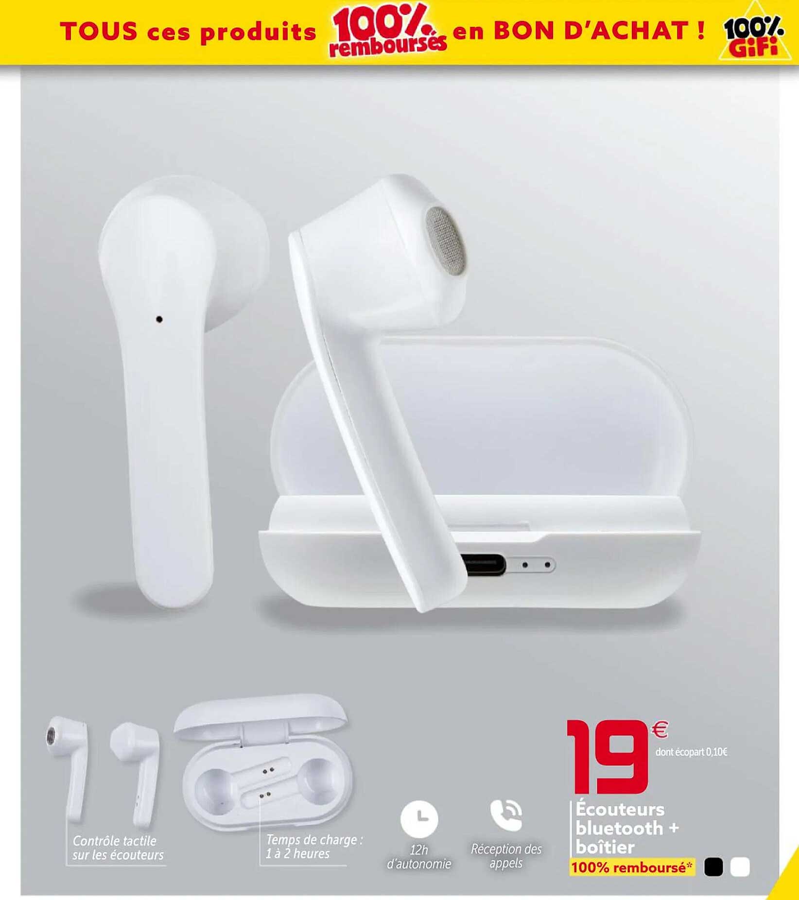 écouteurs bluetooth + boîtier