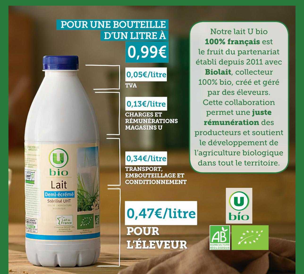 lait demi-écrémé u bio
