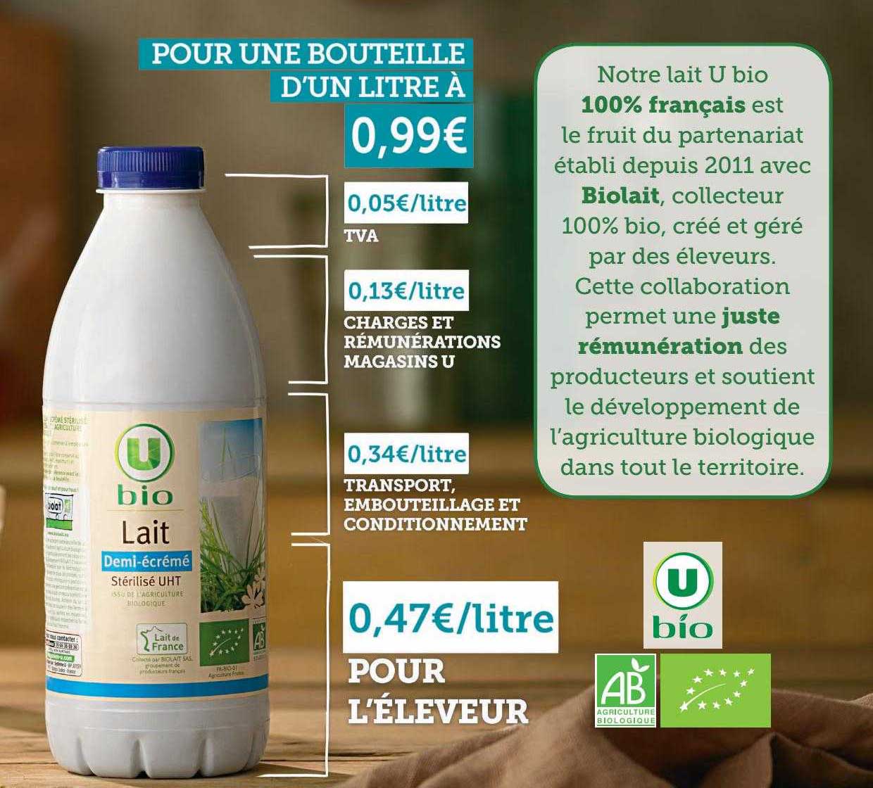 lait demi-écrémé u bio