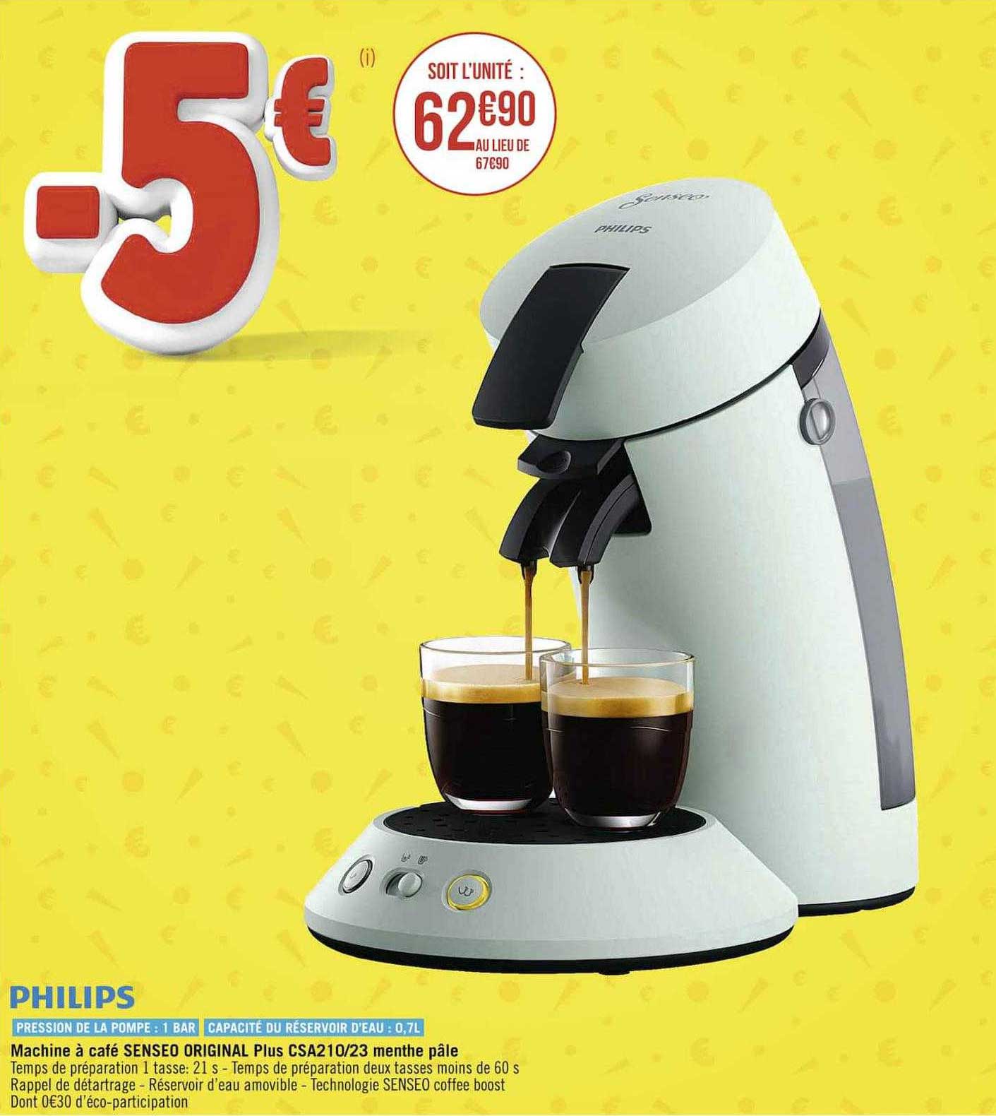 machine à café senseo original plus csa210-23 menthe pâle philips