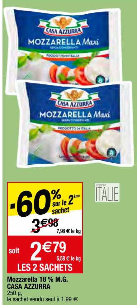 mozzarella 18% m.g. casa azzurra