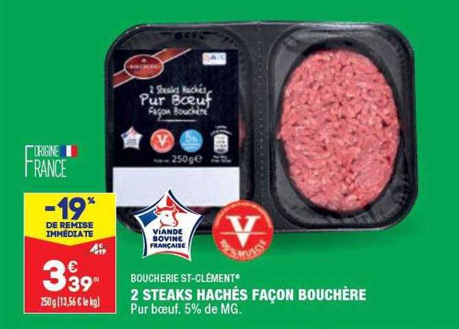 2 steaks hachés façon bouchère boucherie st-clément