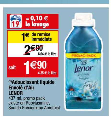 adoucissant liquide envolé d'air lenor