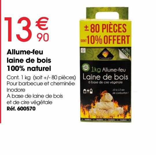 allume-feu laine de bois 100% naturel