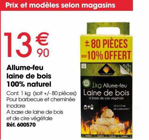 allume-feu laine de bois 100% naturel