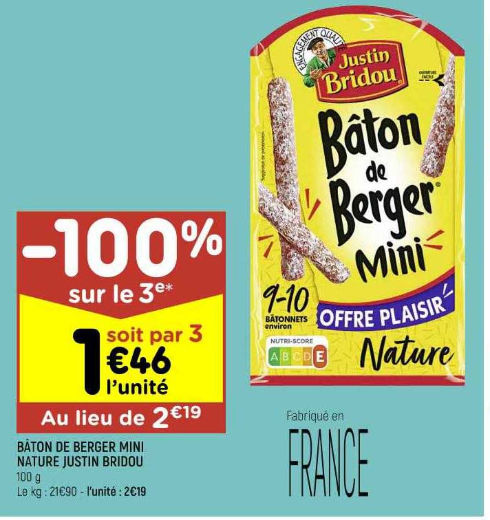 bâton de berger mini nature justin bridou