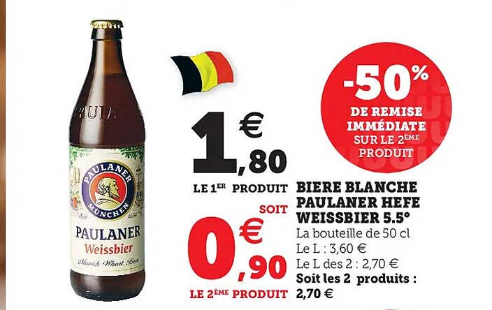 bière blanche paulaner hefe weissbier 5.5°