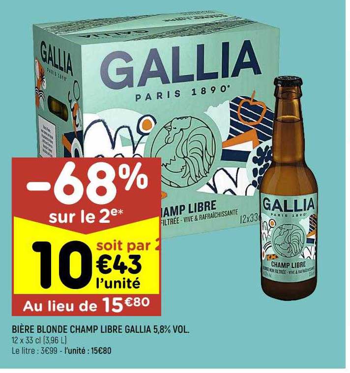 bière blonde champ libre gallia 5,8% vol.