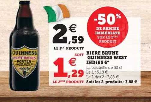 bière brune guinness west indies 6°