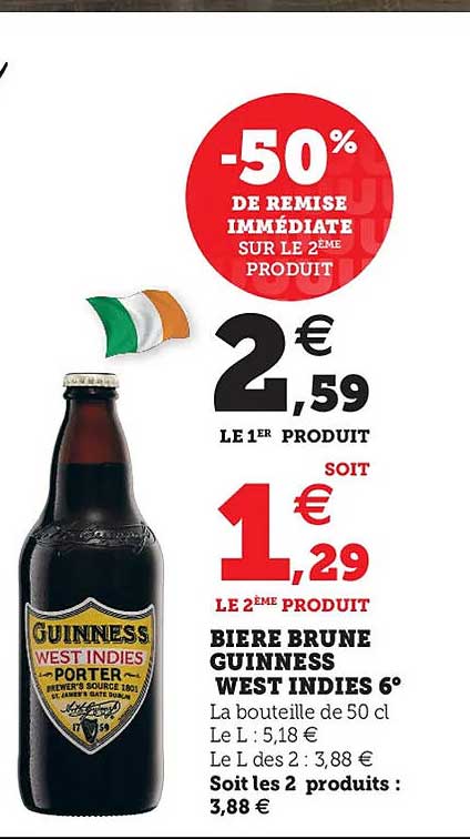 bière brune guinness west indies 6°