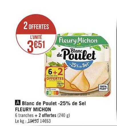 blanc de poulet -25% de sel fleury michon