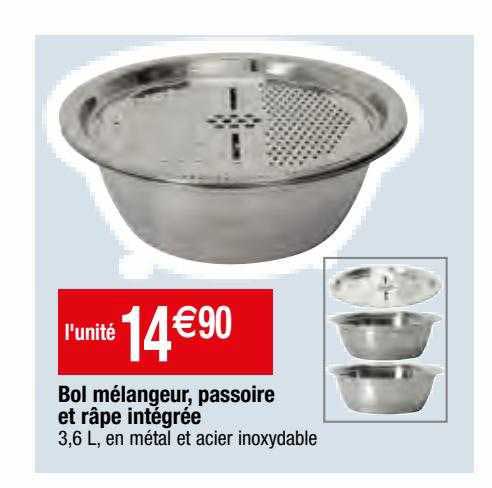 bol mélangeur, passoire et râpe intégrée