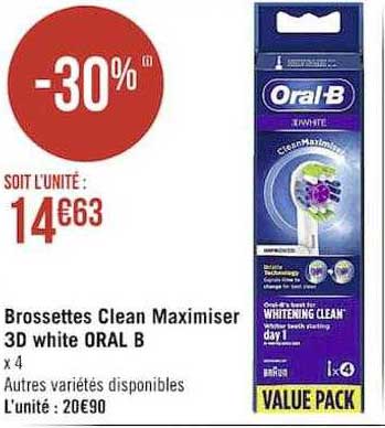 Brossettes Clean Maximiser 3d White Oral B