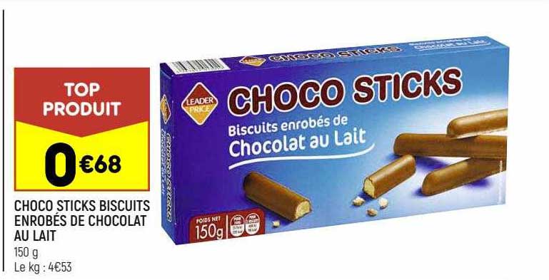 choco sticks biscuits enrobés de chocolat au lait