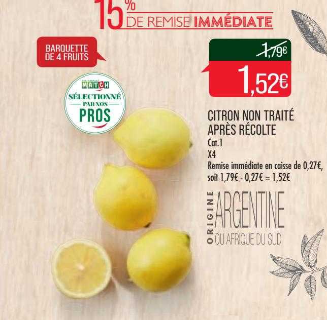 citron non traité après récolte