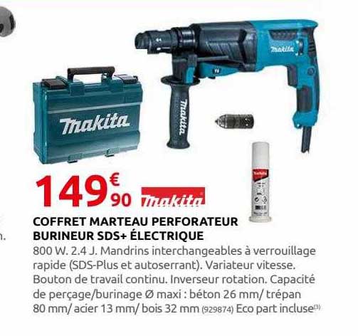 coffret marteau perforateur burineur sds+ électrique makita