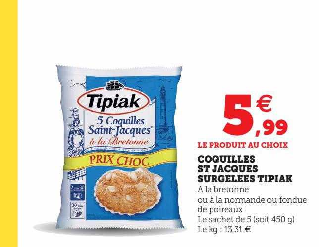 coquilles st jacques surgelées tipiak