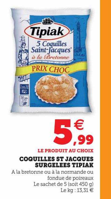 coquilles st jacques surgelées tipiak