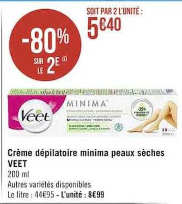 crème dépilatoire minima peaux sèches veet