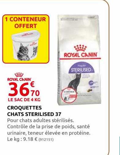 croquettes chats sterilised 37 royal canin