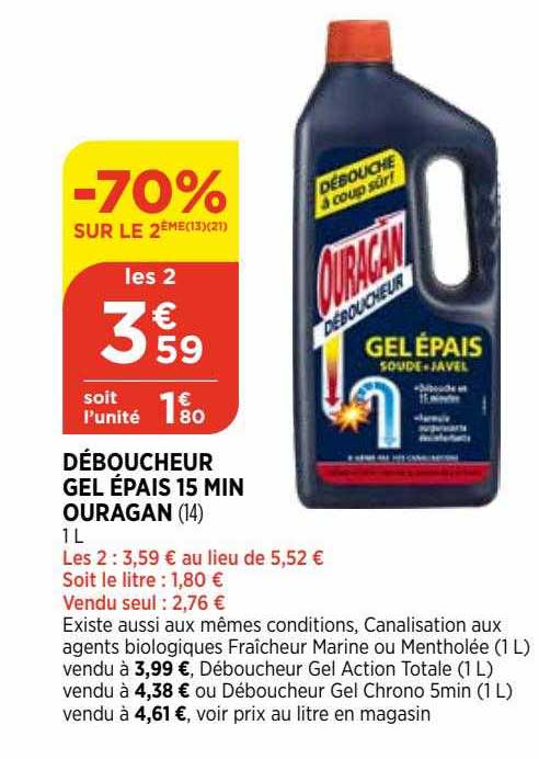 déboucheur gel épais 15 min ouragan