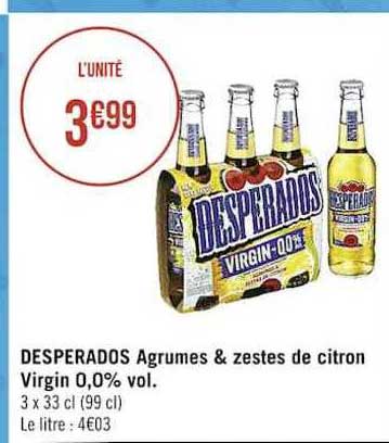 desperados agrumes & zestes de citron virgin 0,0% vol.