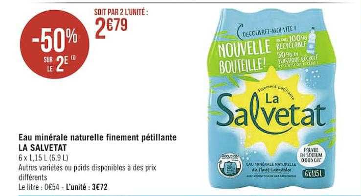 eau minérale naturelle finement pétillante le salvetat